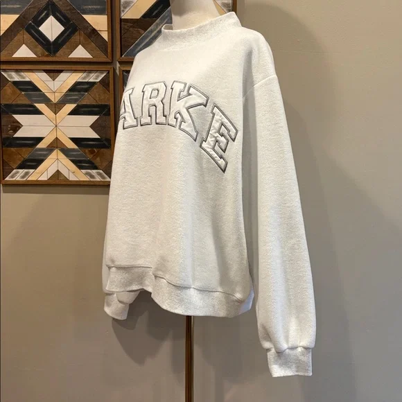 PARKE Inside Out Varsity Fleece Mockneck White / Light Grey size L/XL - Picture 3 of 10